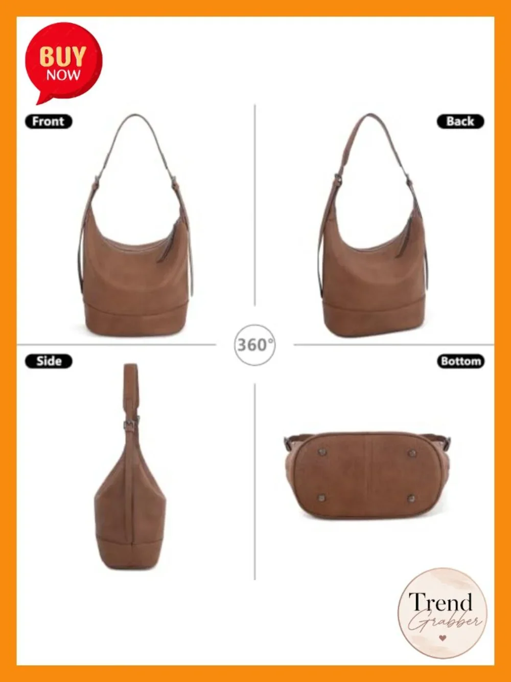 Genuine Leather Slouchy Hobo Tote Bag for Women - Full-Grain Cowhide,